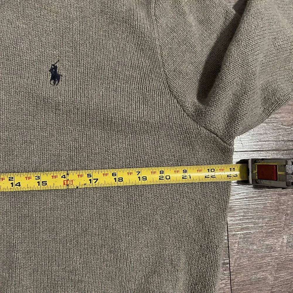 Polo Ralph Lauren Quarter Zip Sweater Mens XL Gray Cotton Knit Jumper Pullover